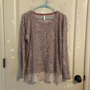 long sleeved floral lacy tshirt